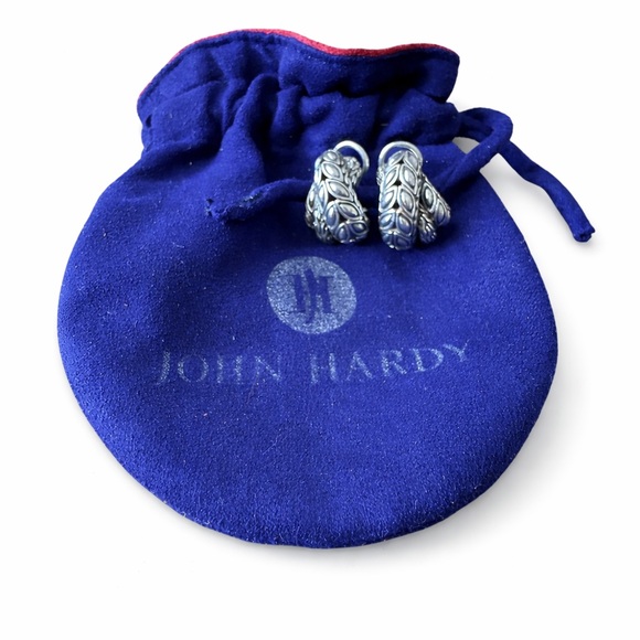 John Hardy .925 Sterling Silver Crossover Kawung Knot Post Omega Earrings - Picture 2 of 10